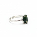 Hexagonal Moss Agate Silver Ring