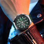 CURREN 8462 Men’s Sport Chronograph Luminous Waterproof Watch with Silicone Strap & Date Green Silver