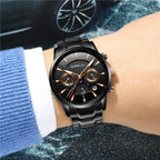 CRRJU 2212 Men’s Luxury Watch – Minimalist Quartz Business Wristwatch, Premium Stainless Steel Band, 3ATM Waterproof Black