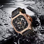 CRRJU 2314 Men’s Luxury Chronograph Watch – 3ATM Waterproof, Luminous Hands, Complete Calendar, Fashion Wristwatch Black