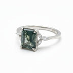 Timeless Emerald-Cut Moss Agate Ring
