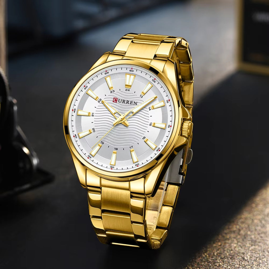 CURREN 8424 White Men's Stainless Steel Quartz Wristwatch
