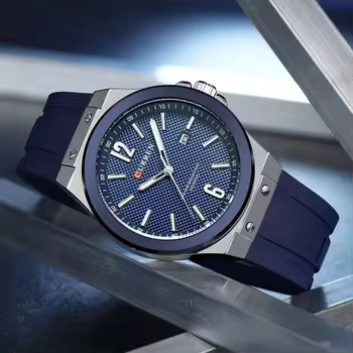 CURREN 8467 Men Watch Waterproof Quartz Silicone Strap Blue