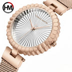 HANNAH MARTIN 1571 Women’s Fashion Watch – Unique Simple Design with Japanese Quartz & Stainless Steel Rose Gold and White