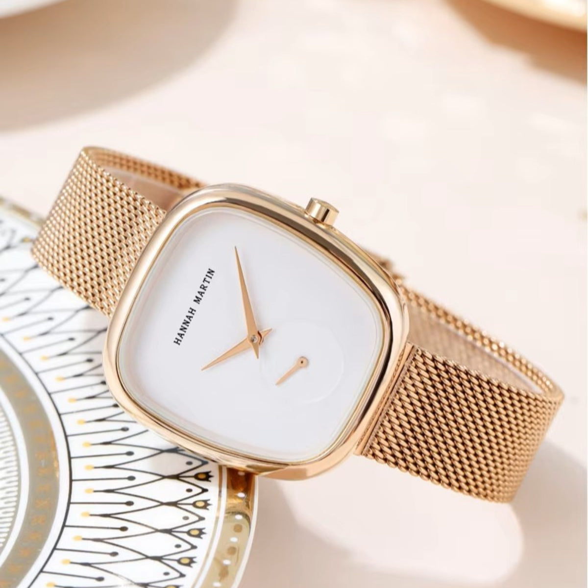 Hannah Martin 1251 Women’s Fashion Watch – Stainless Steel, Japan Quartz & Waterproof Rose Gold and White