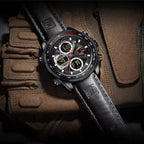 NAVIFORCE 9197 Men’s Dual-Display Watch – Luxury Analog-Digital Chronograph with Alarm & Waterproof Black and White