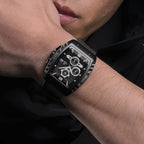 NAVIFORCE 8025 Men’s  Designer Watch – New Quartz Chronograph with Rubber Strap - Black