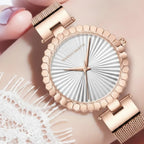 HANNAH MARTIN 1571 Women’s Fashion Watch – Unique Simple Design with Japanese Quartz & Stainless Steel Rose Gold and White