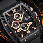 NAVIFORCE 8025 Men’s  Designer Watch – New Quartz Chronograph with Rubber Strap - Black and Gold