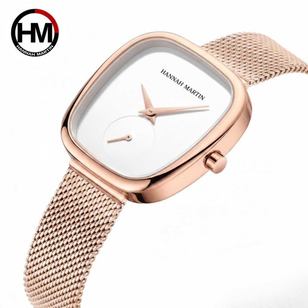 Hannah Martin 1251 Women’s Fashion Watch – Stainless Steel, Japan Quartz & Waterproof Rose Gold and White