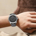 NAVIFORCE 9202L Men’s Fashion Quartz Watch – Waterproof Analog Sport Wristwatch with Leather Strap & Date Silver and Gray