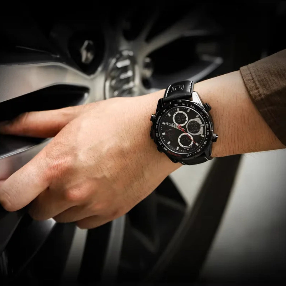 NAVIFORCE 9197 Men’s Dual-Display Watch – Luxury Analog-Digital Chronograph with Alarm & Waterproof Black and White