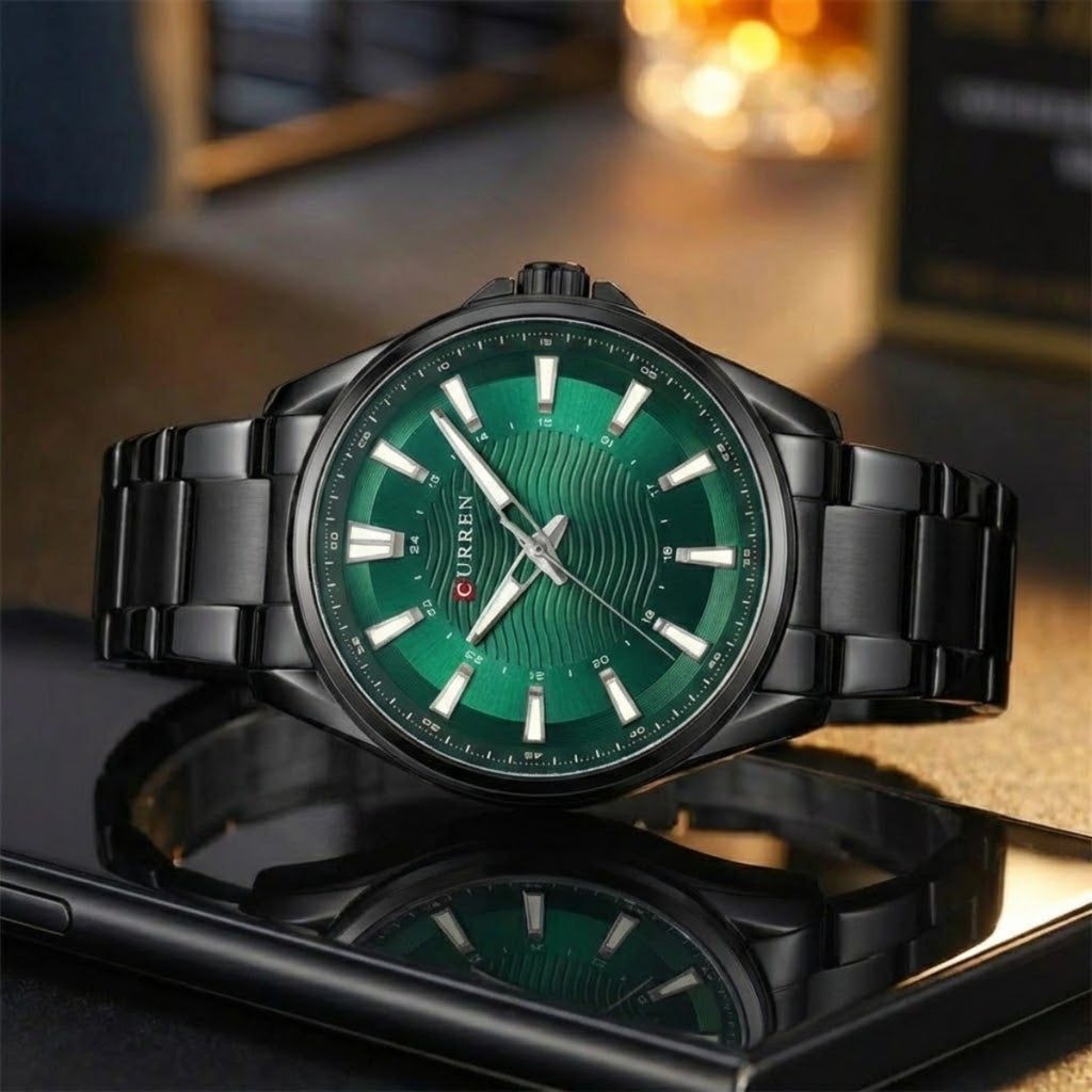CURREN 8424 Green Men's Stainless Steel Quartz Wristwatch