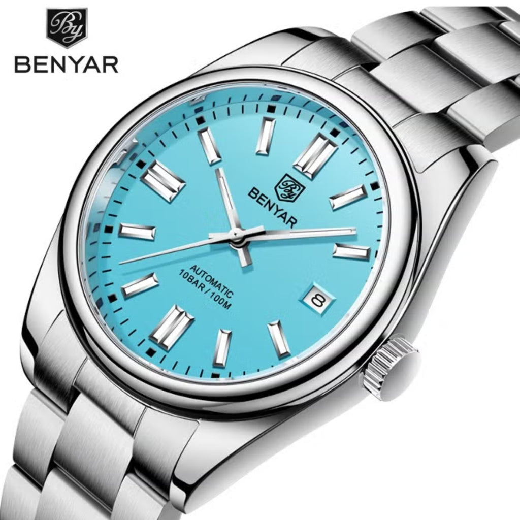 BENYAR 5185 Men’s Automatic Mechanical Turquoise Blue Dial “Oyster Perpetual” Inspired Watch