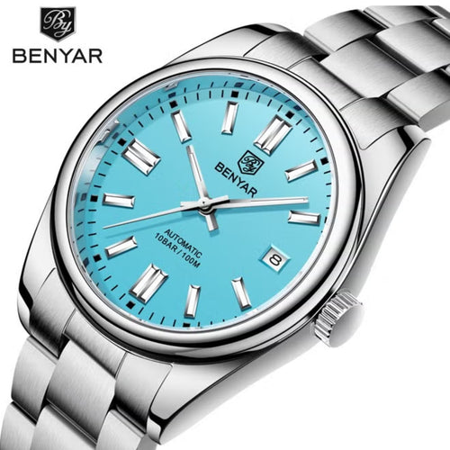 BENYAR 5185 Men’s Automatic Mechanical Turquoise Blue Dial “Oyster Perpetual” Inspired Watch