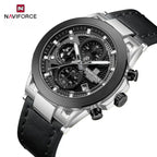 NAVIFORCE 8073 Men’s Skeleton Watch – Original Brand Quartz Wristwatch with Leather Strap & Chronograph