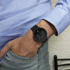 CRRJU 2162 Men's Stainless Mesh Steel Quartz Watch – Waterproof Casual Dress Timepiece with Date Calendar Black Blue