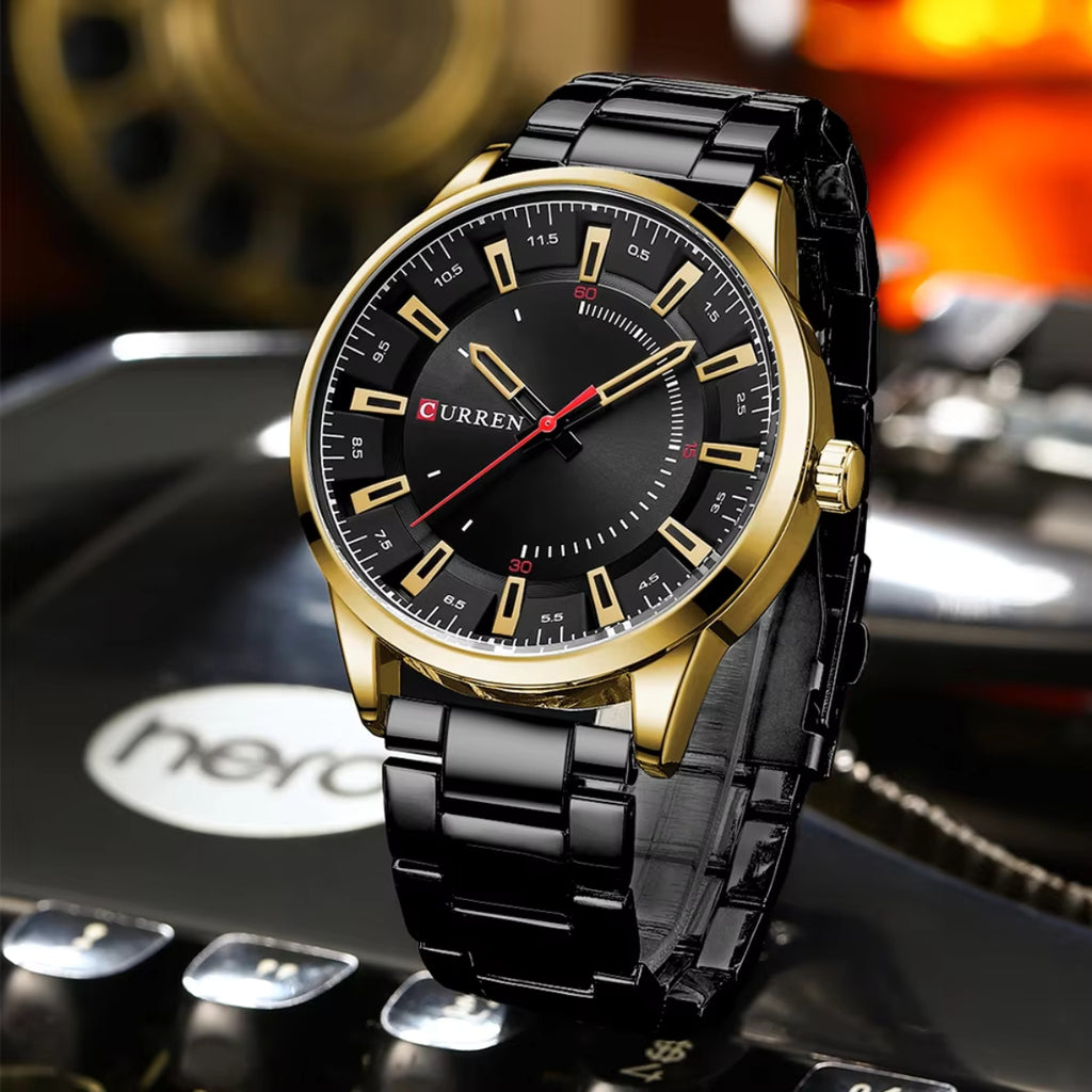CURREN 8406 Men Watch Stainless Steel  Water Resistant Quartz Watche Black and Gold