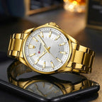 CURREN 8424 White Men's Stainless Steel Quartz Wristwatch