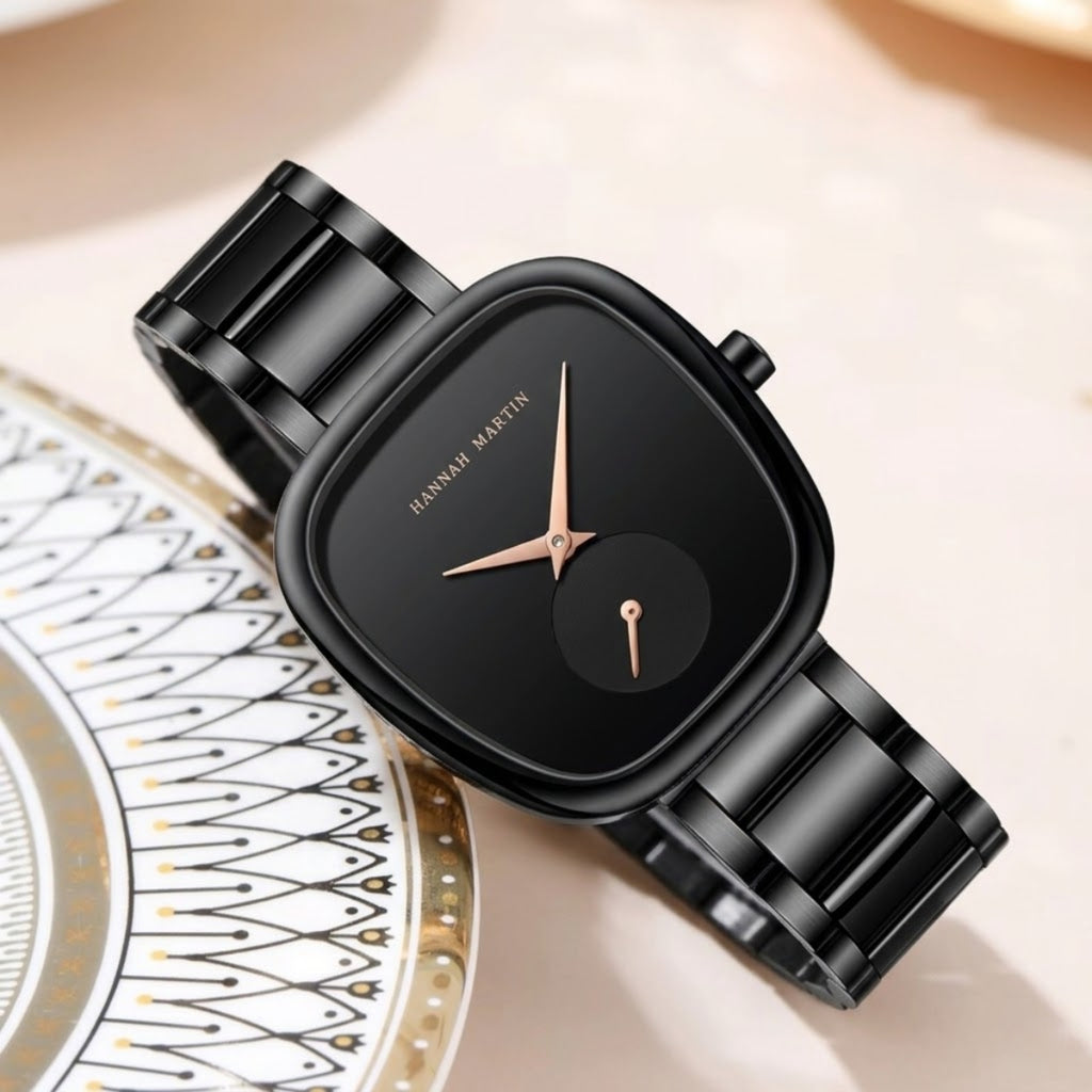 Hannah Martin 1251 Women’s Fashion Watch – Stainless Steel, Japan Quartz & Waterproof Black Dial