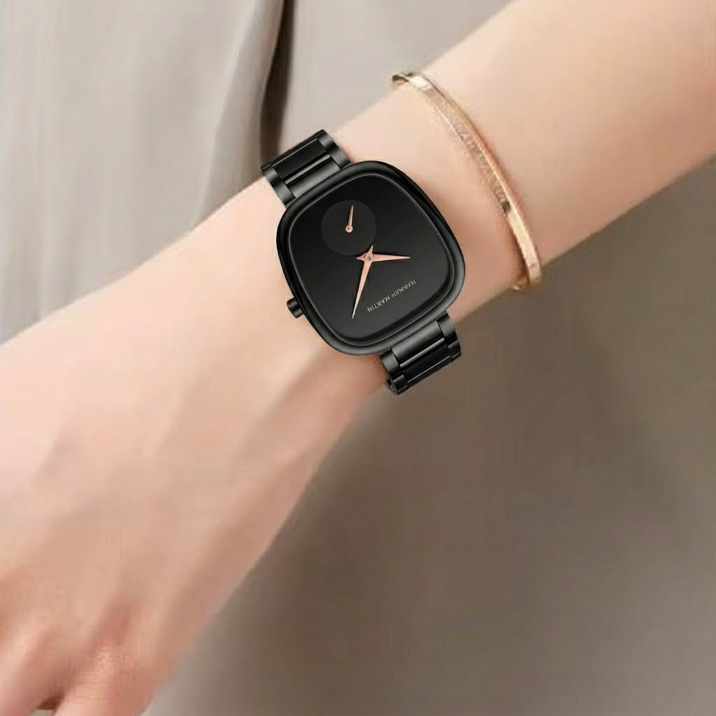 Hannah Martin 1251 Women’s Fashion Watch – Stainless Steel, Japan Quartz & Waterproof Black Dial
