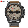 Curren 8314 Men Sport Chronograph Watch Top Fashion Genuine Leather Wristband Waterproof Quartz Light Brown
