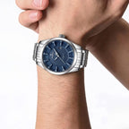 NAVIFORCE 8032 Men’s Stainless Steel Watch – Original Quartz Business Wristwatch - Silver and Blue