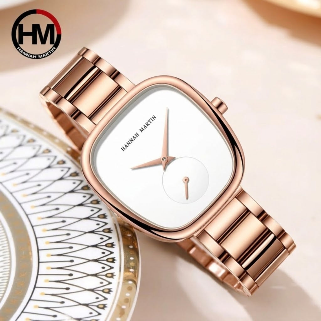 Hannah Martin 1251 Women’s Fashion Watch – Stainless Steel, Japan Quartz & Waterproof White Dial