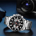 Curren 8363 Men's Watch Multifunctional Waterproof Chronograph Quartz Silver and Black