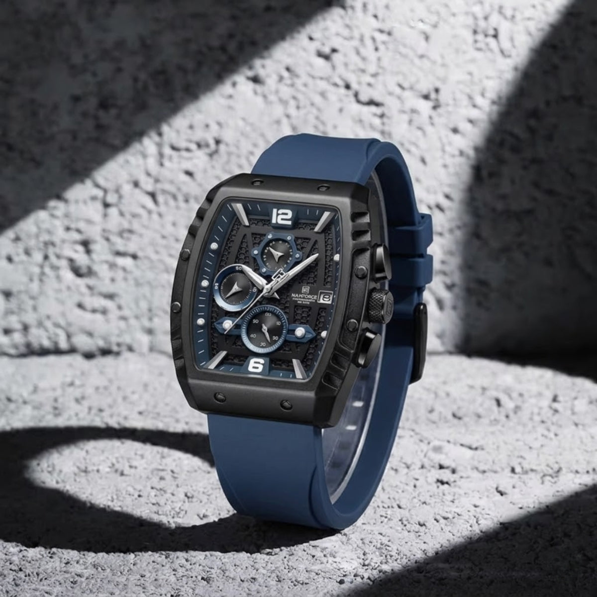 NAVIFORCE 8025 Men’s  Designer Watch – New Quartz Chronograph with Rubber Strap - Blue
