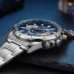 Curren 8363 Men's Watch Multifunctional Waterproof Chronograph Quartz Silver and Blue