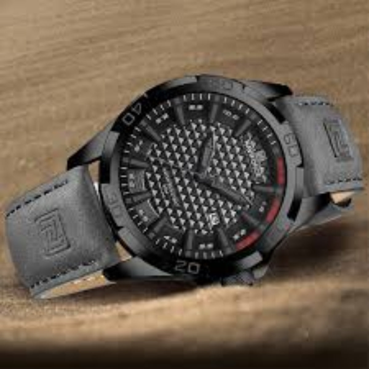 NAVIFORCE 8023 Men’s Original Fashion Watch – Waterproof Quartz Leather Wristwatch with Calendar Gray