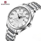 NAVIFORCE 8032 Men’s Stainless Steel Watch – Original Quartz Business Wristwatch - Silver and White