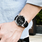 Benyar 5163 Men’s Minimalist Watch – Black Leather Strap & Black Dial