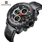 NAVIFORCE 9197 Men’s Dual-Display Watch – Luxury Analog-Digital Chronograph with Alarm & Waterproof Black and White