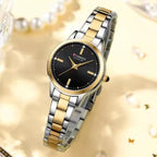 CURREN 9094 Ladies Luxury Watch – Original Stainless Steel Bracelet with Diamond Accents & Quartz Movement Black Dial