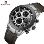 NAVIFORCE 8073 Men’s Skeleton Watch – Original Brand Quartz Wristwatch with Leather Strap & Chronograph