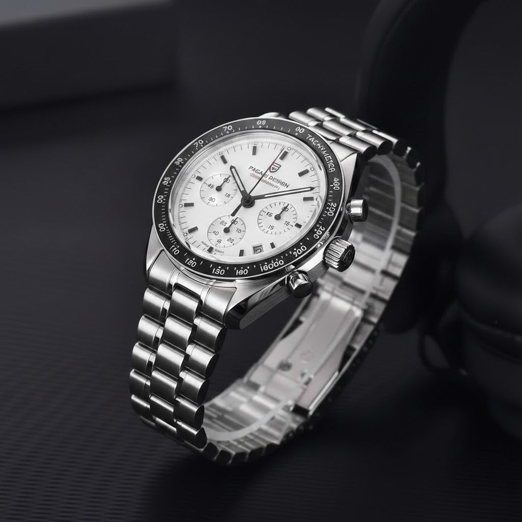 Pagani Design V6 Men’s Watch – VK63 Quartz Chronograph Stainless Steel - PD 1701 - White Dial