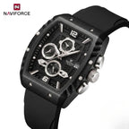 NAVIFORCE 8025 Men’s  Designer Watch – New Quartz Chronograph with Rubber Strap - Black