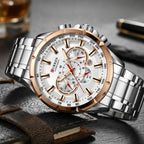 Curren 8363 Men's Watch Multifunctional Waterproof Chronograph Quartz  Blue and Gold