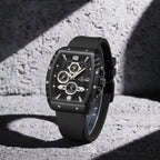 NAVIFORCE 8025 Men’s  Designer Watch – New Quartz Chronograph with Rubber Strap - Black