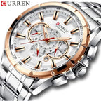 Curren 8363 Men's Watch Multifunctional Waterproof Chronograph Quartz  Blue and Gold