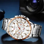 Curren 8363 Men's Watch Multifunctional Waterproof Chronograph Quartz  Blue and Gold