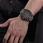 NAVIFORCE 8023 Men’s Original Fashion Watch – Waterproof Quartz Leather Wristwatch with Calendar Black and Brown