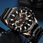 Curren 8363 Men's Watch Multifunctional Waterproof Chronograph Quartz  Black and Gold