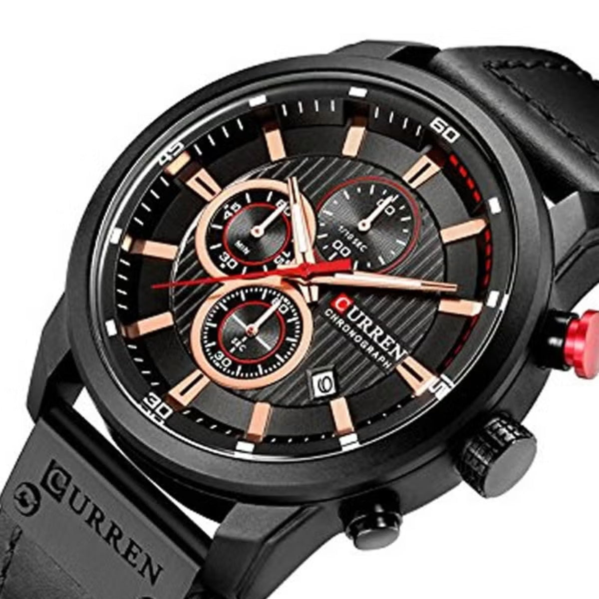CURREN  8291 Watch for Men Japan Quartz Movement Leather Strap  Casual Sport Waterproof Black