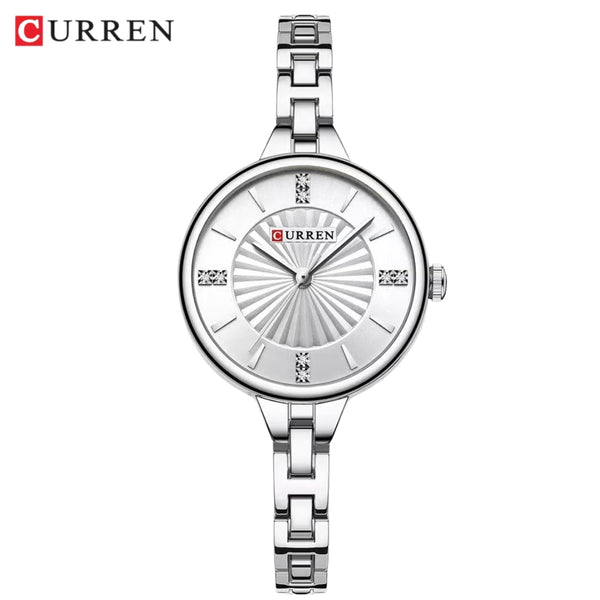 CURREN 9097 Women’s Luxury Fashion Watch – High-Quality Stainless Steel Quartz Wristwatch (3ATM Waterproof) Silver