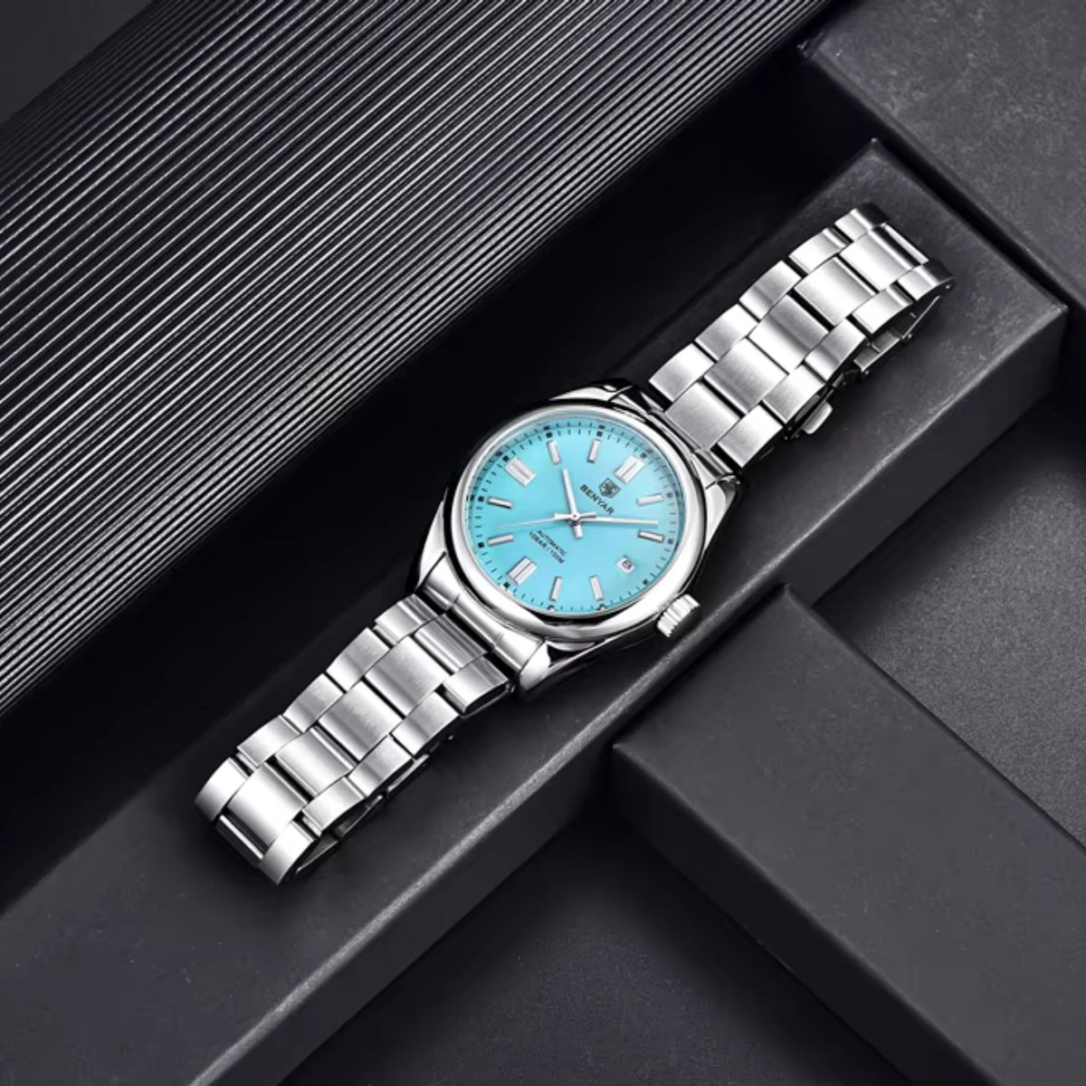 BENYAR 5185 Men’s Automatic Mechanical Turquoise Blue Dial “Oyster Perpetual” Inspired Watch