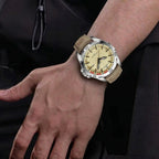 NAVIFORCE 8023 Men’s Original Fashion Watch – Waterproof Quartz Leather Wristwatch with Calendar Khaki