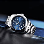 BENYAR 5177 Men’s Automatic Mechanical Watch - Blue Dial Stainless Steel Strap